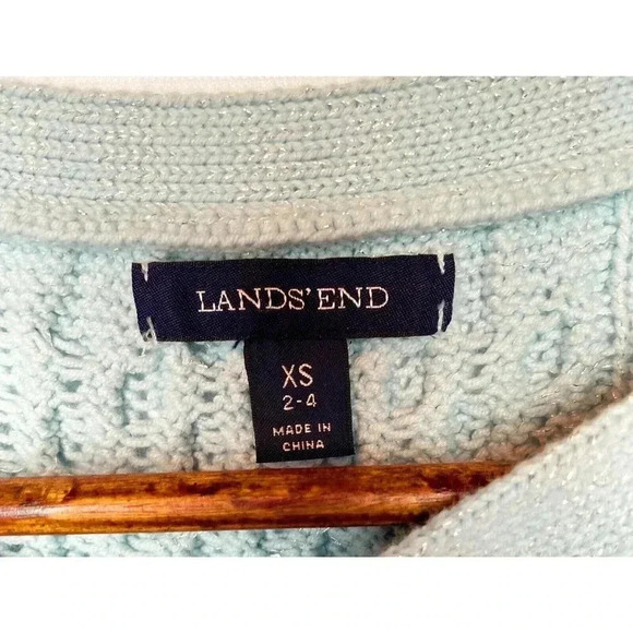 LANDS' END Lofty Sun Blue Heather Shine Boatneck Sweater Sz XS $69 - Picture 4 of 4